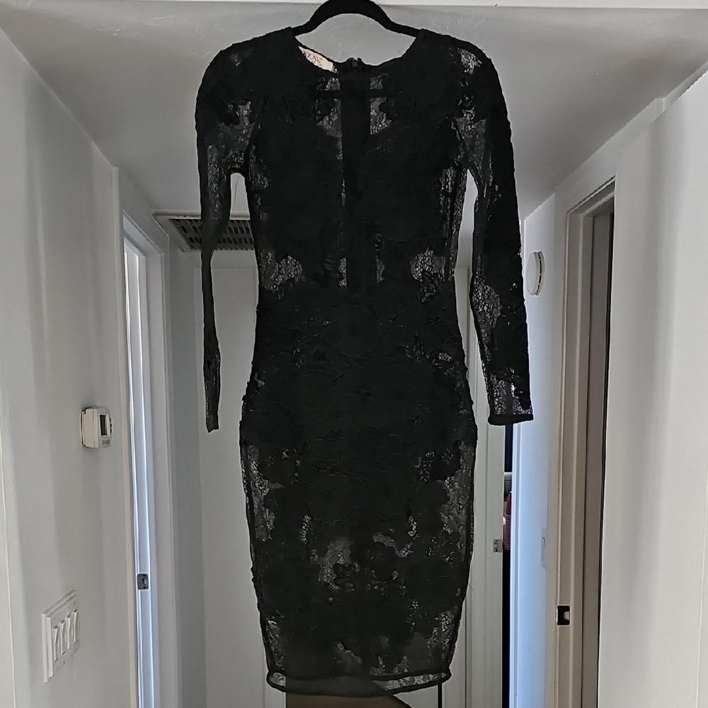 Sexy Black Lace Long Sleeve Dress House Of CB Size XS